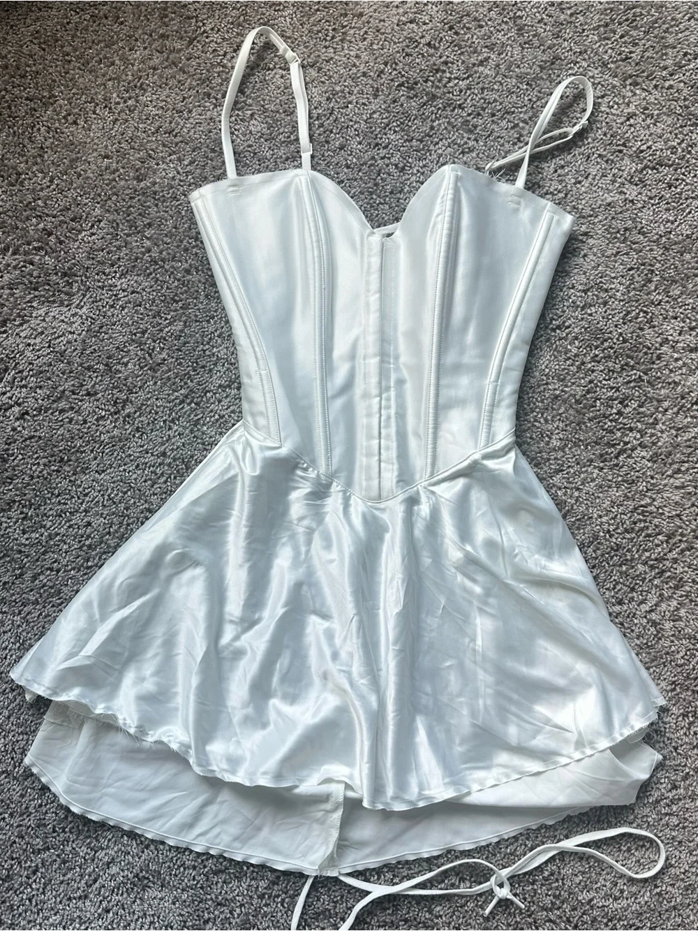 SKIMS White Satin Corset Mini Dress - Picture 1 of 6